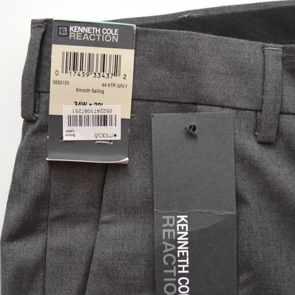 Kenneth Cole Reaction Flat Front Pants 34x29 NEW - Picture 7 of 7